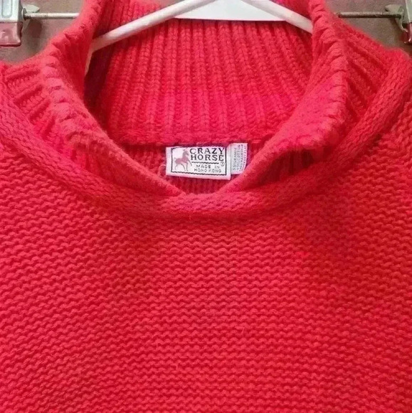 VTG Crazy Horse Red Knit Sweater sz Lg - Picture 7 of 7